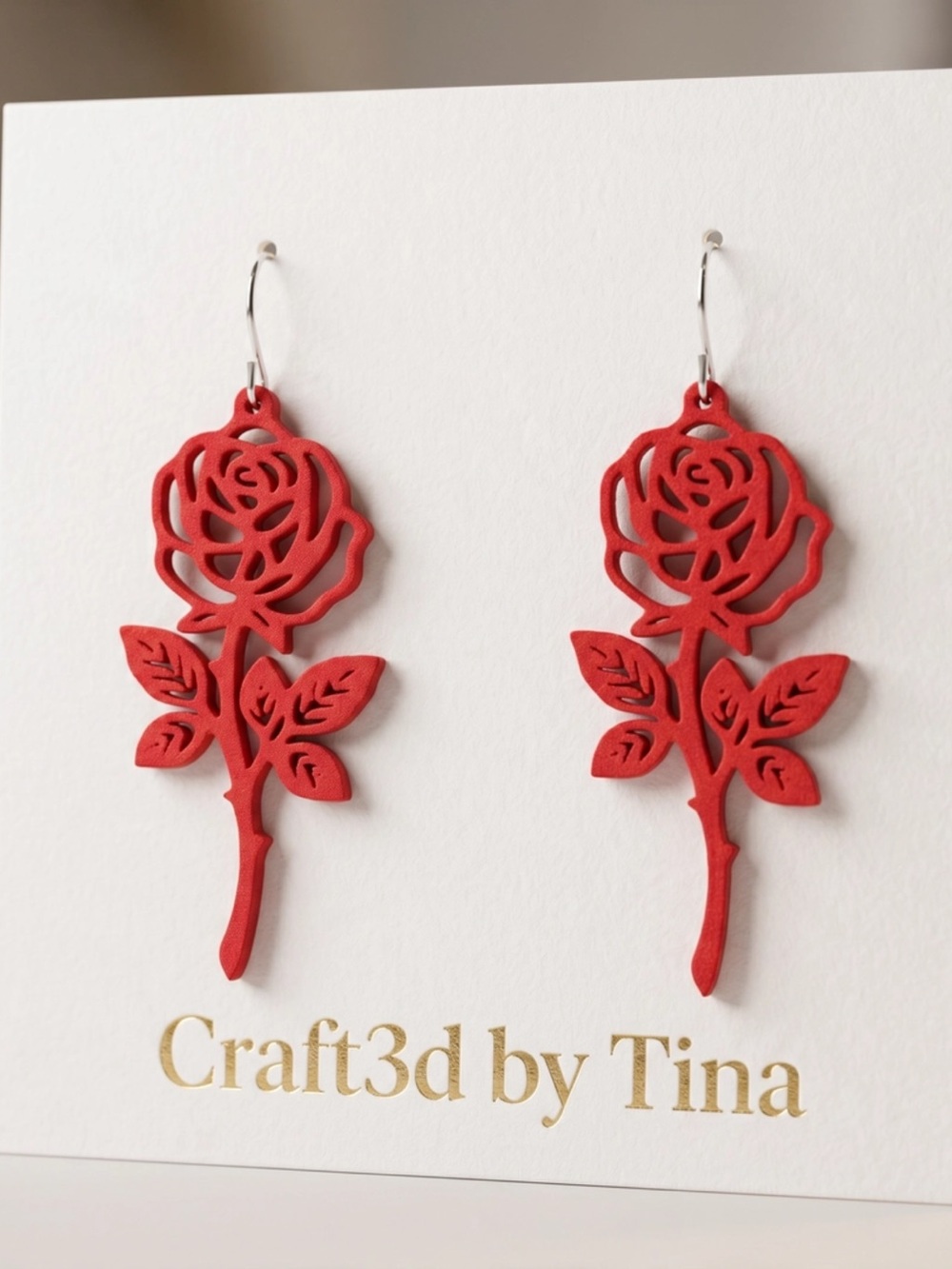 Red Rose Dangle Earrings